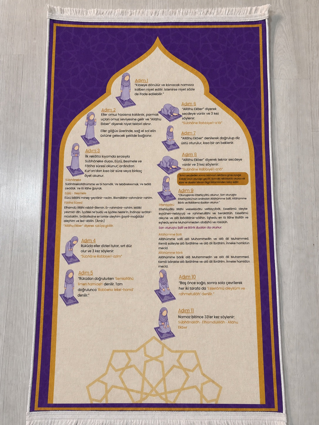 Eğitici Namaz Seccadesi - Adım Adım Namaz Rehberli