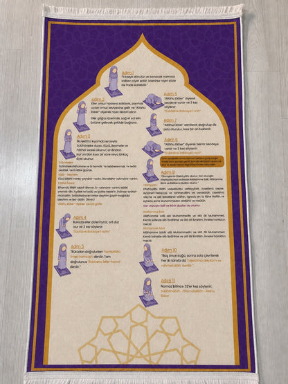Eğitici Namaz Seccadesi - Adım Adım Namaz Rehberli