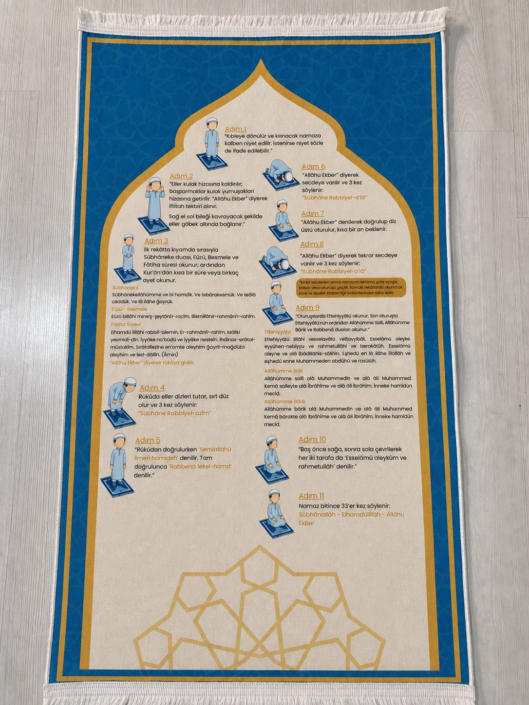 Eğitici Namaz Seccadesi - Adım Adım Namaz Rehberli