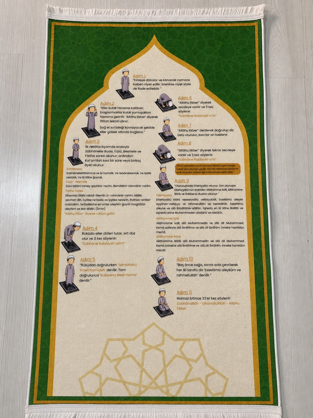 Eğitici Namaz Seccadesi - Adım Adım Namaz Rehberli